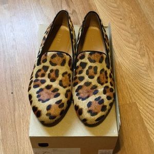 J. Crew Calf Hair Loafers- Leopard print